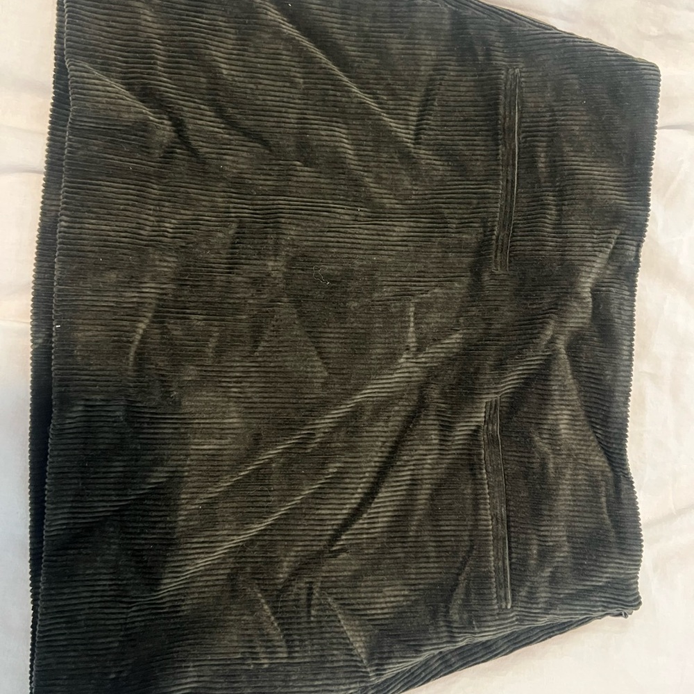 Corduroy Mini Skirt in Olive Green